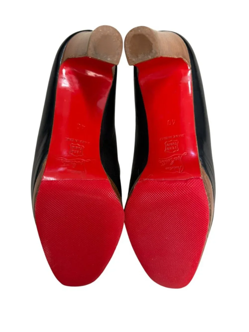Christian Louboutin Black Leather Platform Pumps Red Sole Heels EU 40 VGUC - Picture 2 of 5